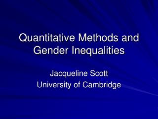  Quantitative Methods and Gender Inequalities 