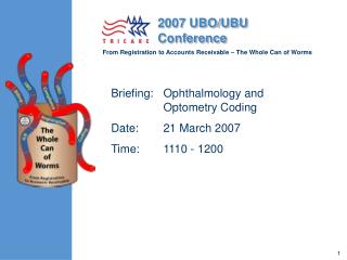  Instructions: Ophthalmology and Optometry Coding Date: 21 March 2007 Time: 1110 - 1200 