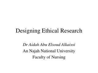  Planning Ethical Research 