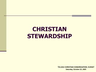  CHRISTIAN STEWARDSHIP 