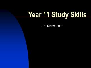  Year 11 Study Skills 