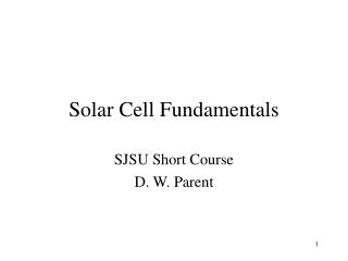  Sun based Cell Fundamentals 