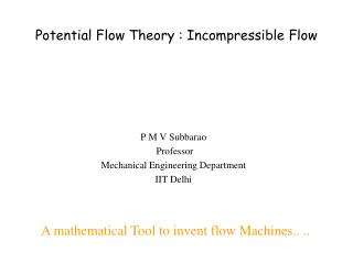  Potential Flow Theory : Incompressible Flow 