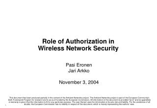  Part of Authorization in Wireless Network Security 