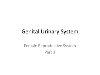  Genital Urinary System 