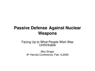  Aloof Defense Against Nuclear Weapons 