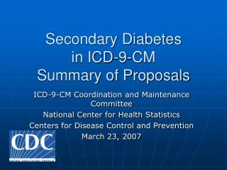  Optional Diabetes in ICD-9-CM Summary of Proposals 