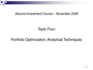  Second Investment Course November 2005 