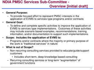  NDIA PMSC Services Sub-Committee - Overview [initial draft] 