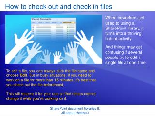  Step by step instructions to look at and check in documents 