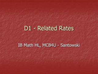  D1 - Related Rates 