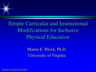  Basic Curricular and Instructional Modifications for Inclusive Physical Education 