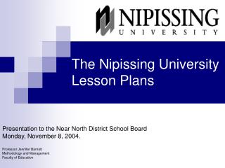  The Nipissing University Lesson Plans 