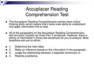  Accuplacer Reading Comprehension Test 