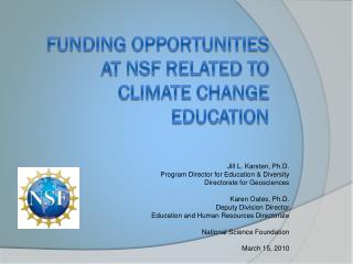  Subsidizing open doors at nsf identified with Climate change instruction 