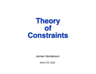  Hypothesis of Constraints 