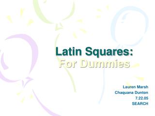  Latin Squares: For Dummies 