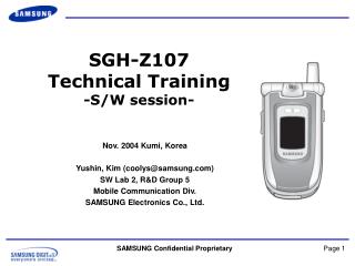  SGH-Z107 Technical Training - S 