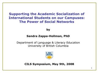  Supporting the Academic Socialization of International Students on our Campuses: The Power of Social Networks 