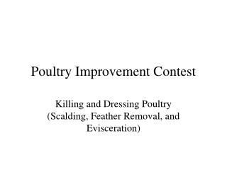  Poultry Improvement Contest 