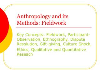  Human studies and its Methods: Fieldwork 