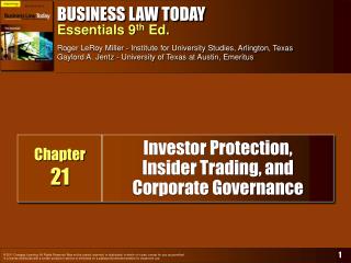  Financial specialist Protection, Insider Trading, and Corporate Governance 