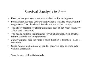  Survival Analysis in Stata 