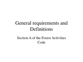  General necessities and Definitions 
