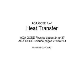  AQA GCSE 1a-1 Heat Transfer 