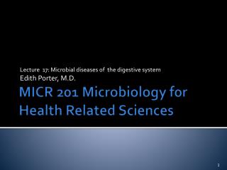  MICR 201 Microbiology for Health Related Sciences 