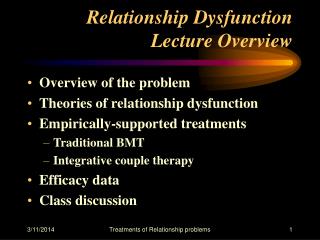  Relationship Dysfunction Lecture Overview 
