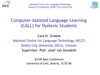 PC Assisted Language Learning CALL for Dyslexic Students 