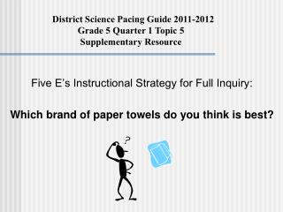  Five E s Instructional Strategy for Full Inquiry: Which brand of paper towels do you believe is best 