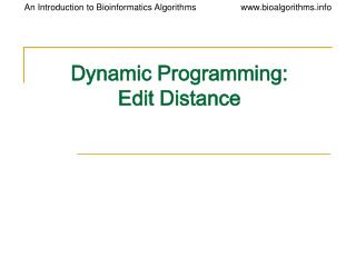  Element Programming: Edit Distance 