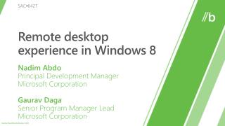 Remote desktop involvement in Windows 8 