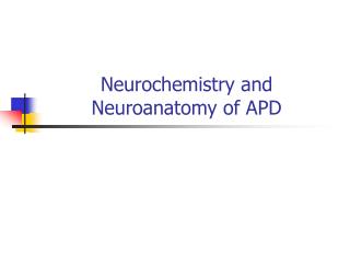  Neurochemistry and Neuroanatomy of APD 