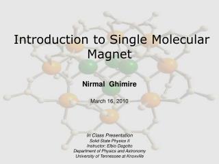  Prologue to Single Molecular Magnet 