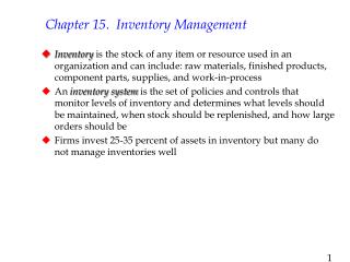  Section 15. Stock Management 