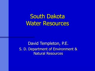  South Dakota Water Resources 