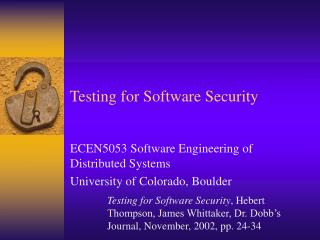  Testing for Software Security 