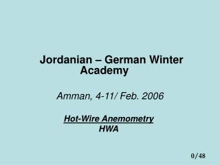  Jordanian German Winter Academy Amman, 4-11 
