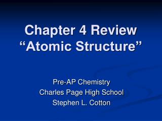  Part 4 Review Atomic Structure 