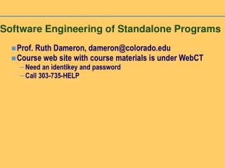  Programming Engineering of Standalone Programs 